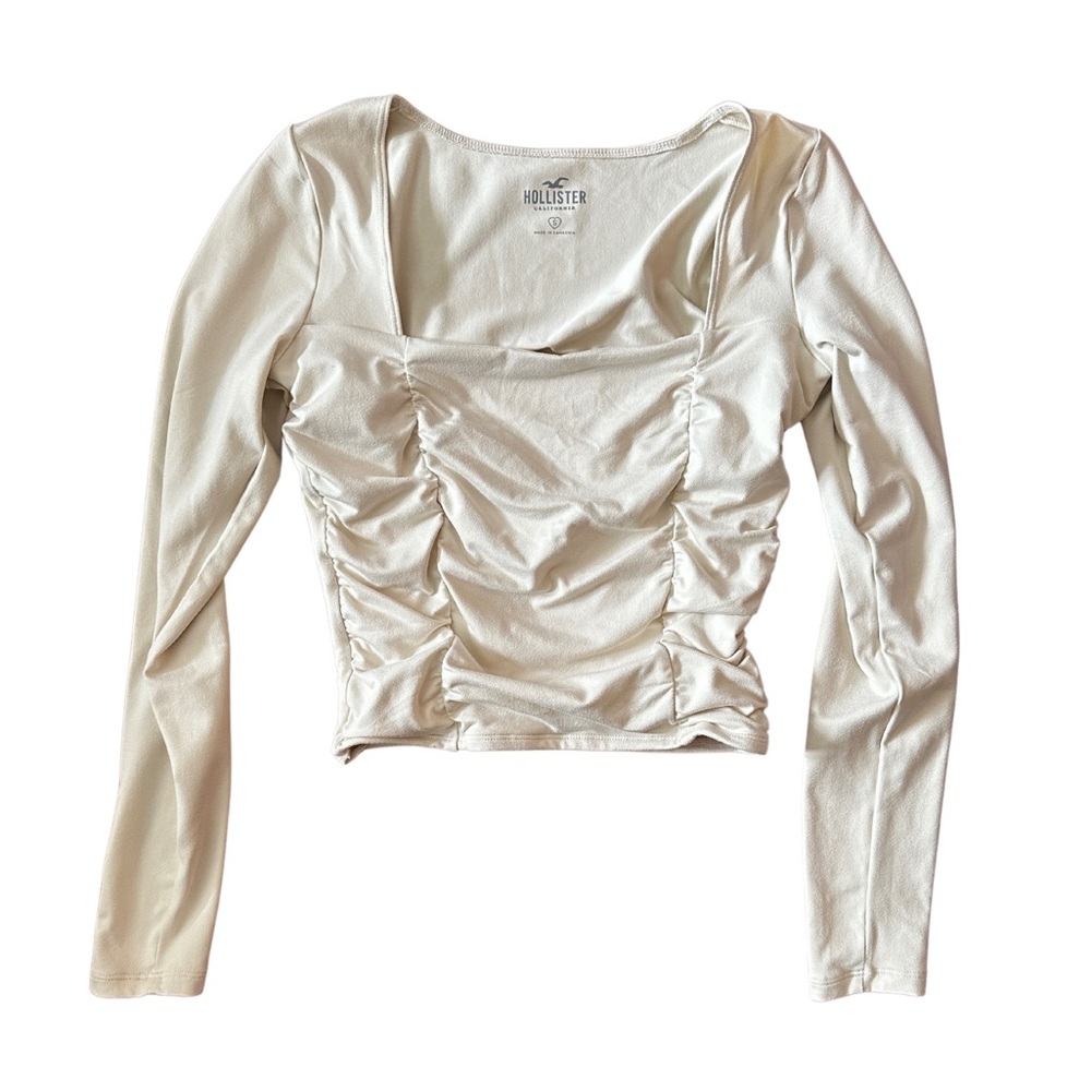 Hollister Seamless Fabric Shirred Square-Neck Top - Cream